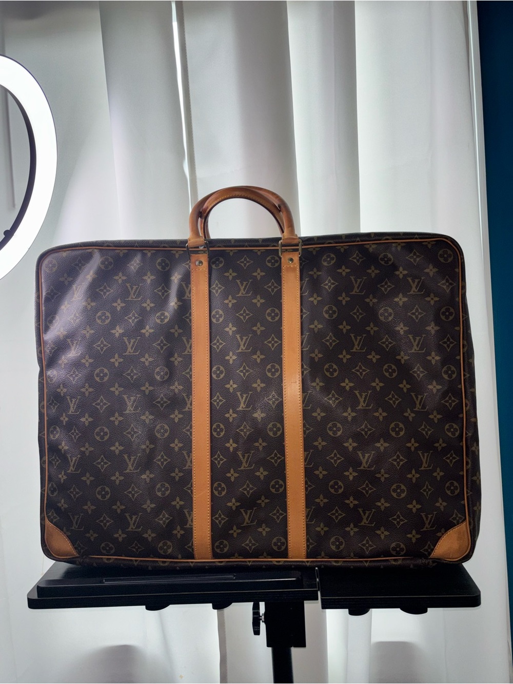 Louis Vuitton Monogram Canvas Travel Garment Trunk Bag with Tan Trim